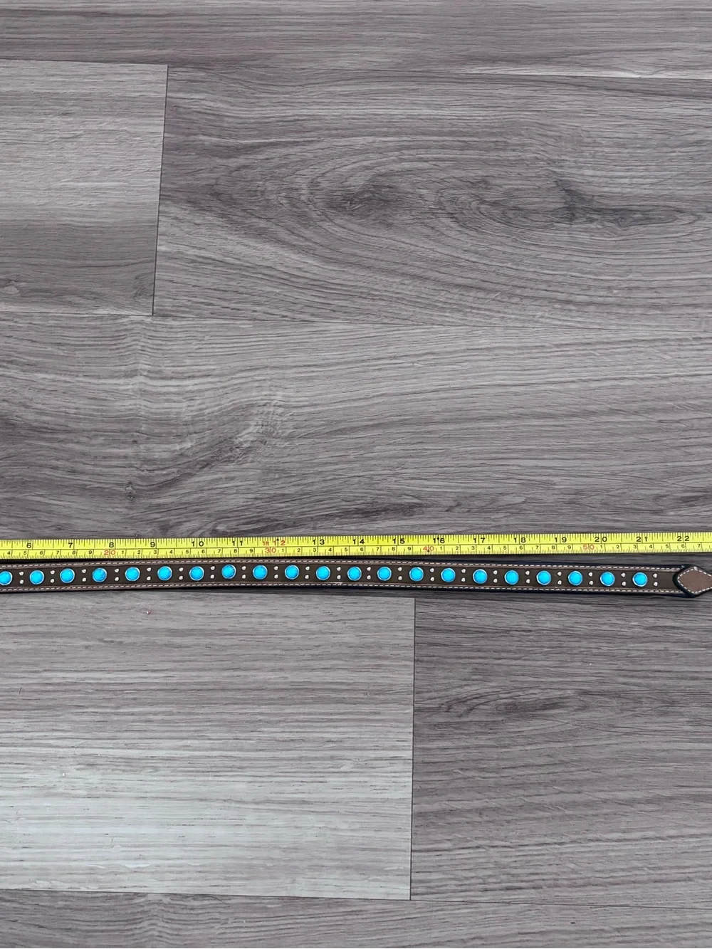 Western Brown Leather Hatband Turquoise Conchos Silver Buckle Adjustable 28
